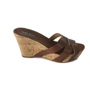 Nine West Wedge Heel Sandals Slip on Sz 8